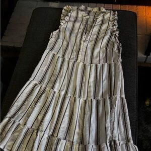 Miami Striped Midi Dress - Cream and Black